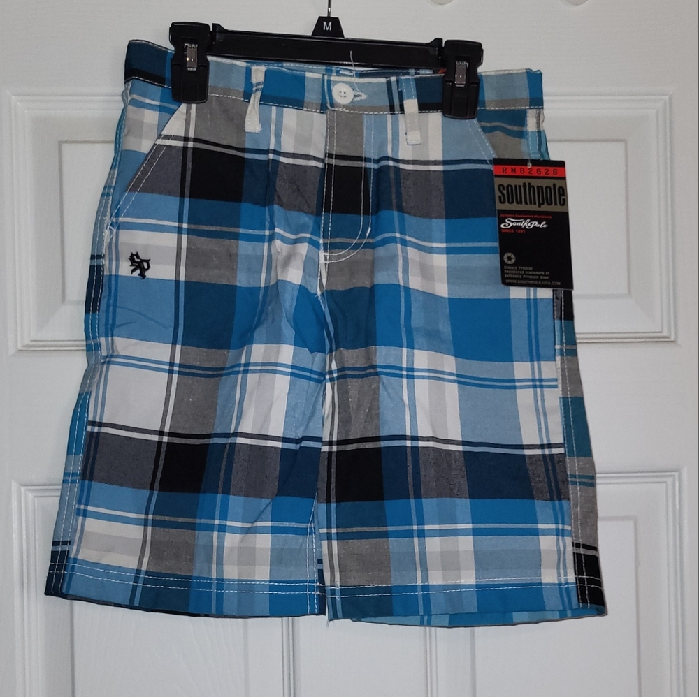 Blue and Gray Plaid Boys Shorts